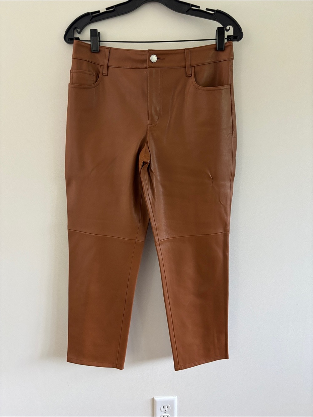 Ann Taylor Factory Cropped Faux Leather Pants in Cognac